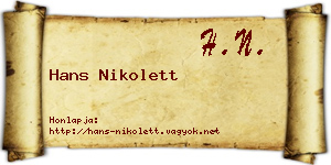 Hans Nikolett névjegykártya